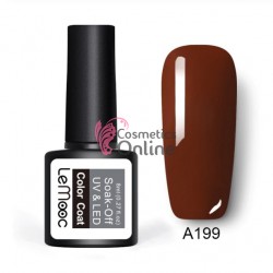 Oja semipermanenta LeMooc color UV / LED de 8 ml Cod A199 Red Brown + 1 Cutie sclipici Auriu Cadou